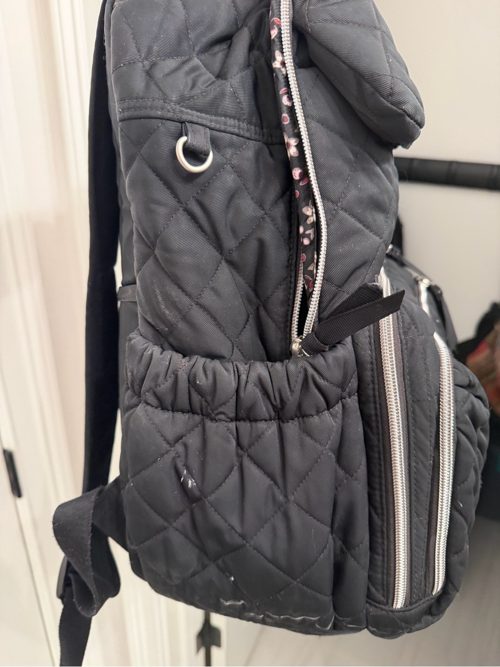 Quilted Black Vera Bradley diaper Backpack - Picture 4 of 12